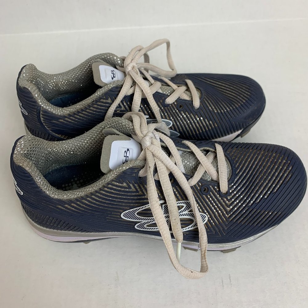 Boombah Navy Blue & Silver Softball Cleats - Size Girls 4.5